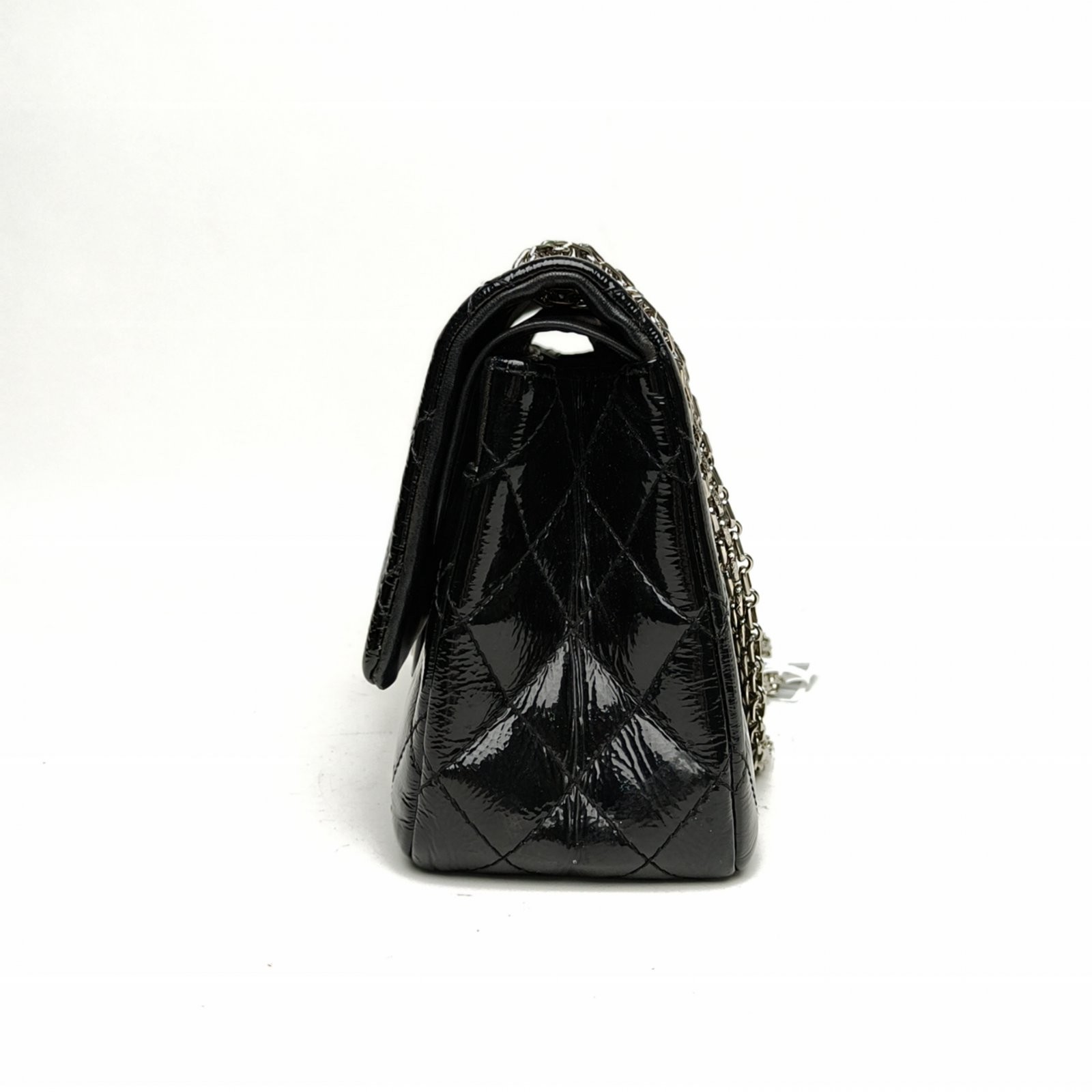 CHANEL 2.55 Flap Bag Large 28cm Black Calfskin Shoulder Bag