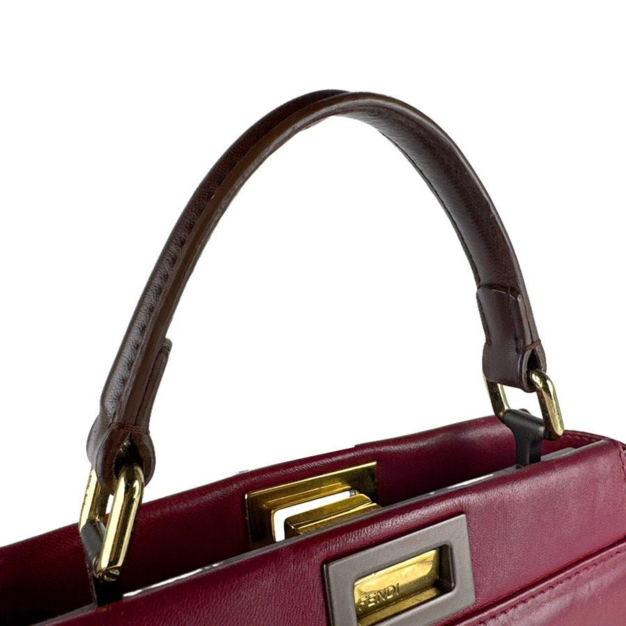 FENDI Bag: Peekaboo Mini 8BN244-68H Wine Red Brown W23H19D10cm w/strap;