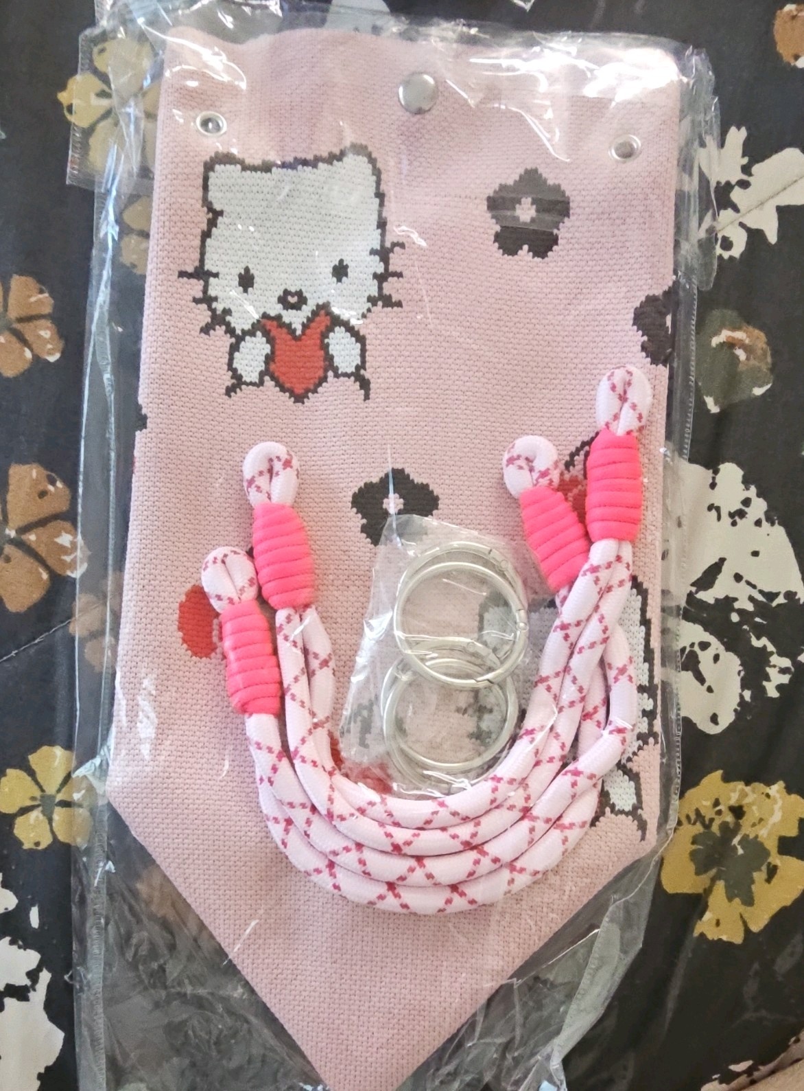 Pink Hello Kitty Small Knit Tote Handbag Top Handle Detachable Strap