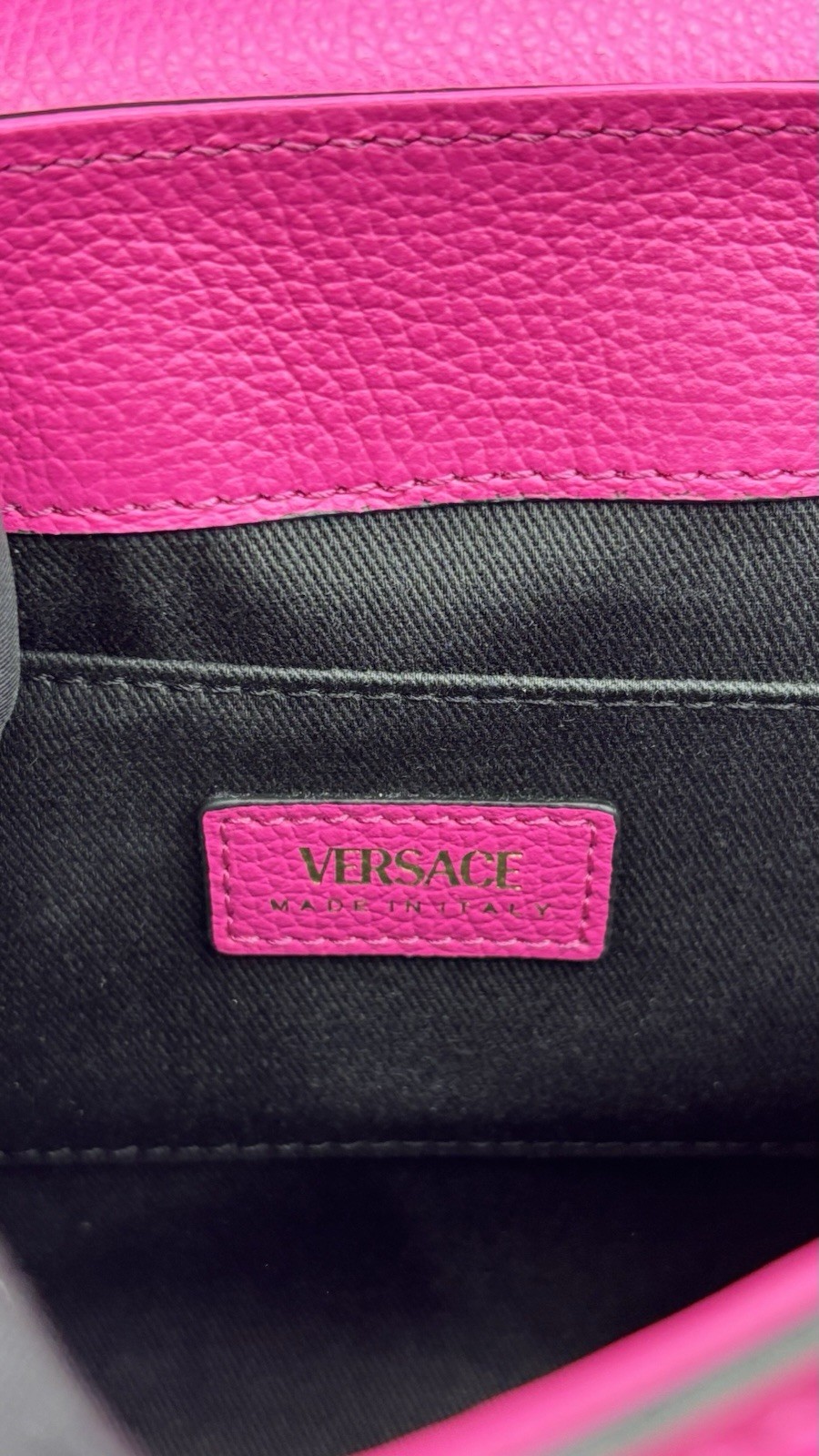 Versace Virtus Grainy Calf Small Pink Top Handle Bag 1015556 IT NWT $2100