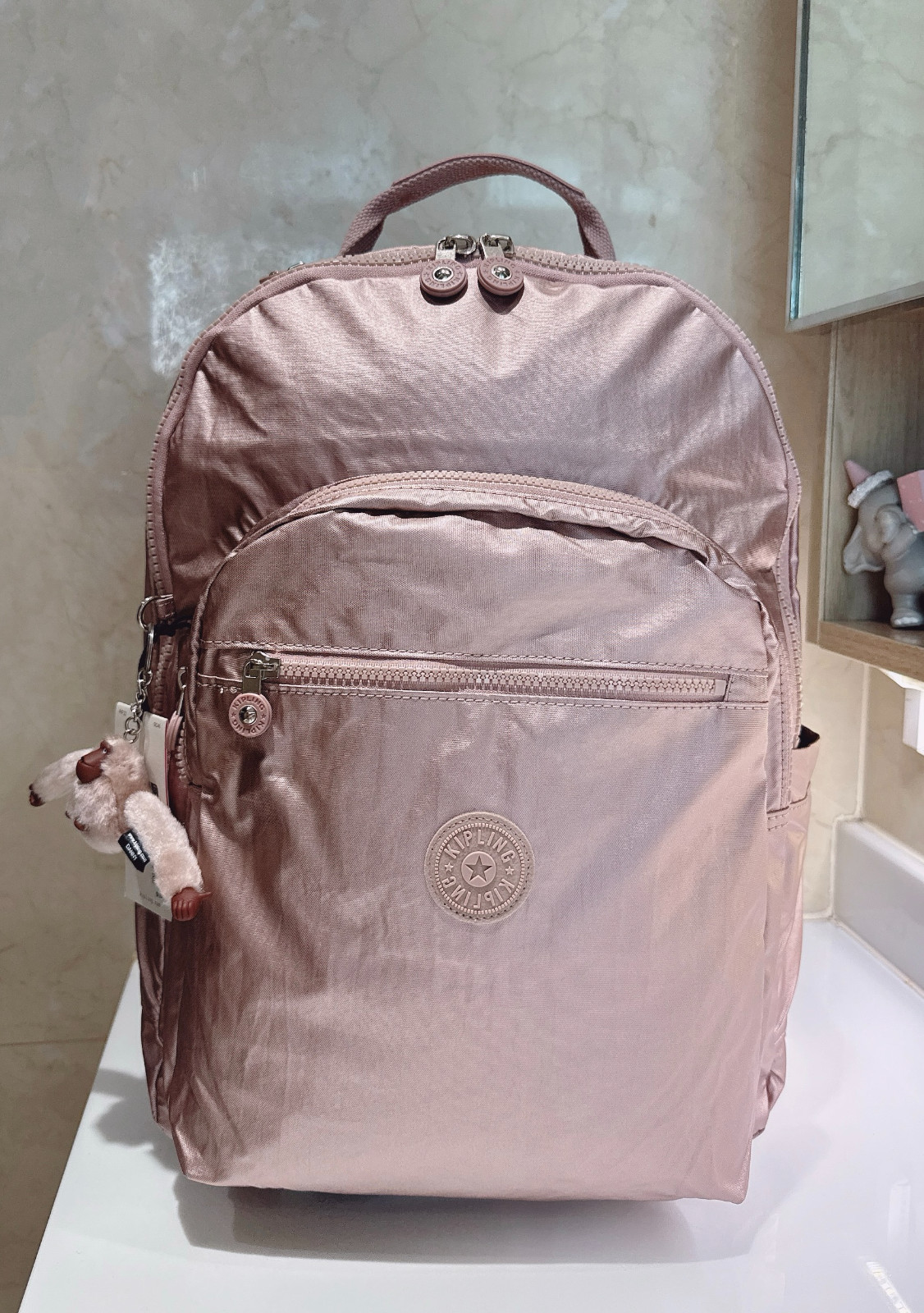 NEW Kipling Seoul Extra Large 17″ Laptop XL Backpack Metallic pink 47cm Height