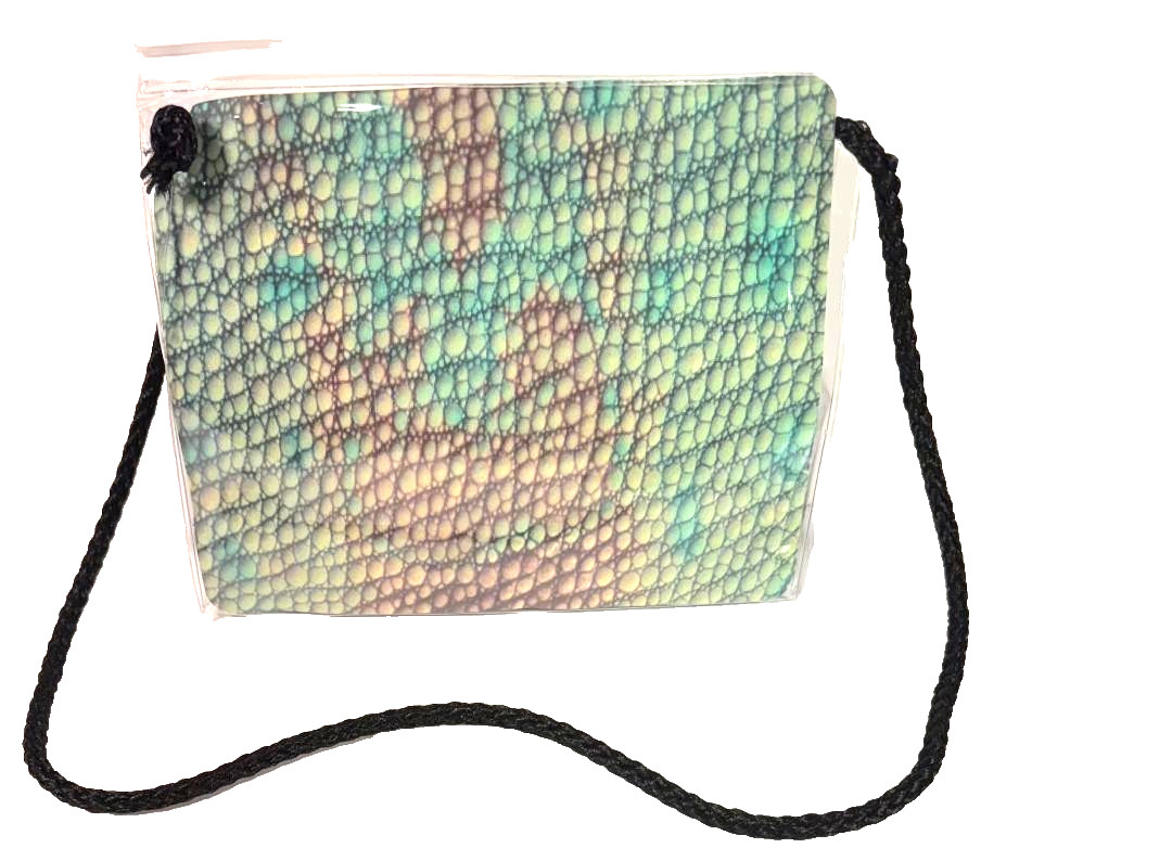 “GREEN EMBOSSED LIZARD” FUN HANDBAG – PERSONALIZE BACK w/Photos, Text, Images