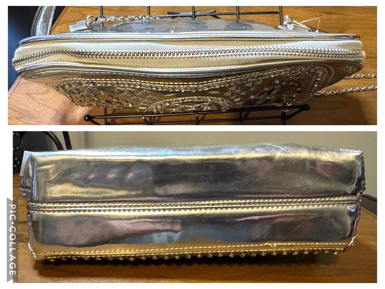 JULY SEVEN Convertible Faux Patent Leather WELL 11″x6″ CROSSBODY to WRISTLET BAG