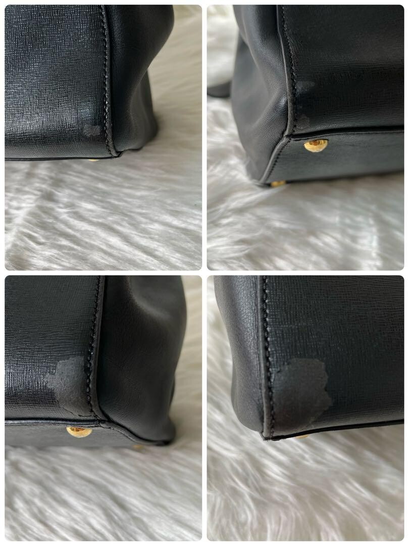 FENDI 2Jours 2-way Hand Bag Shoulder Bag Leather Black Authentic Used