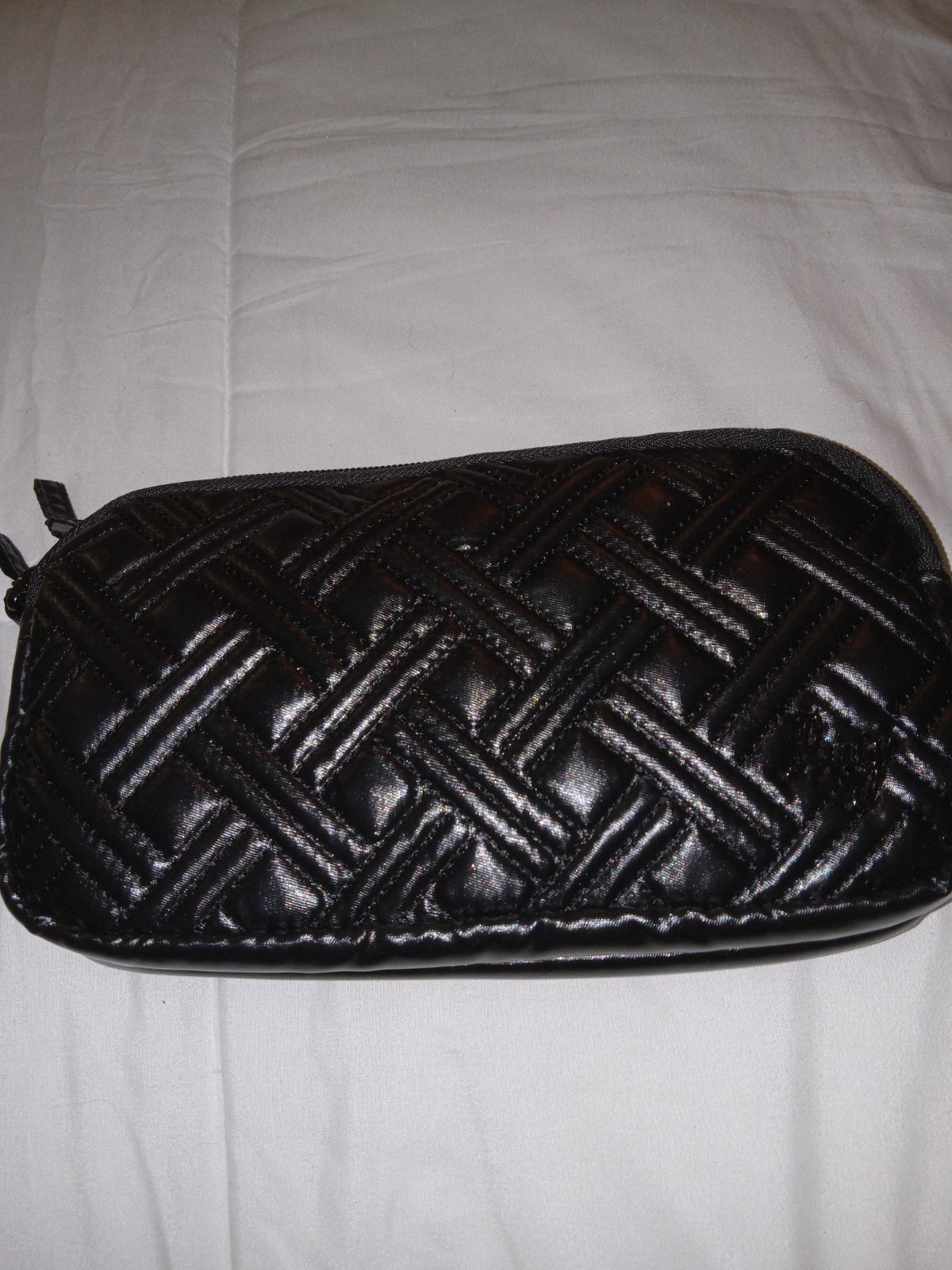 Black Quilted Zip Closure Clutch Bag Women’s Solid Rectangle Pouch