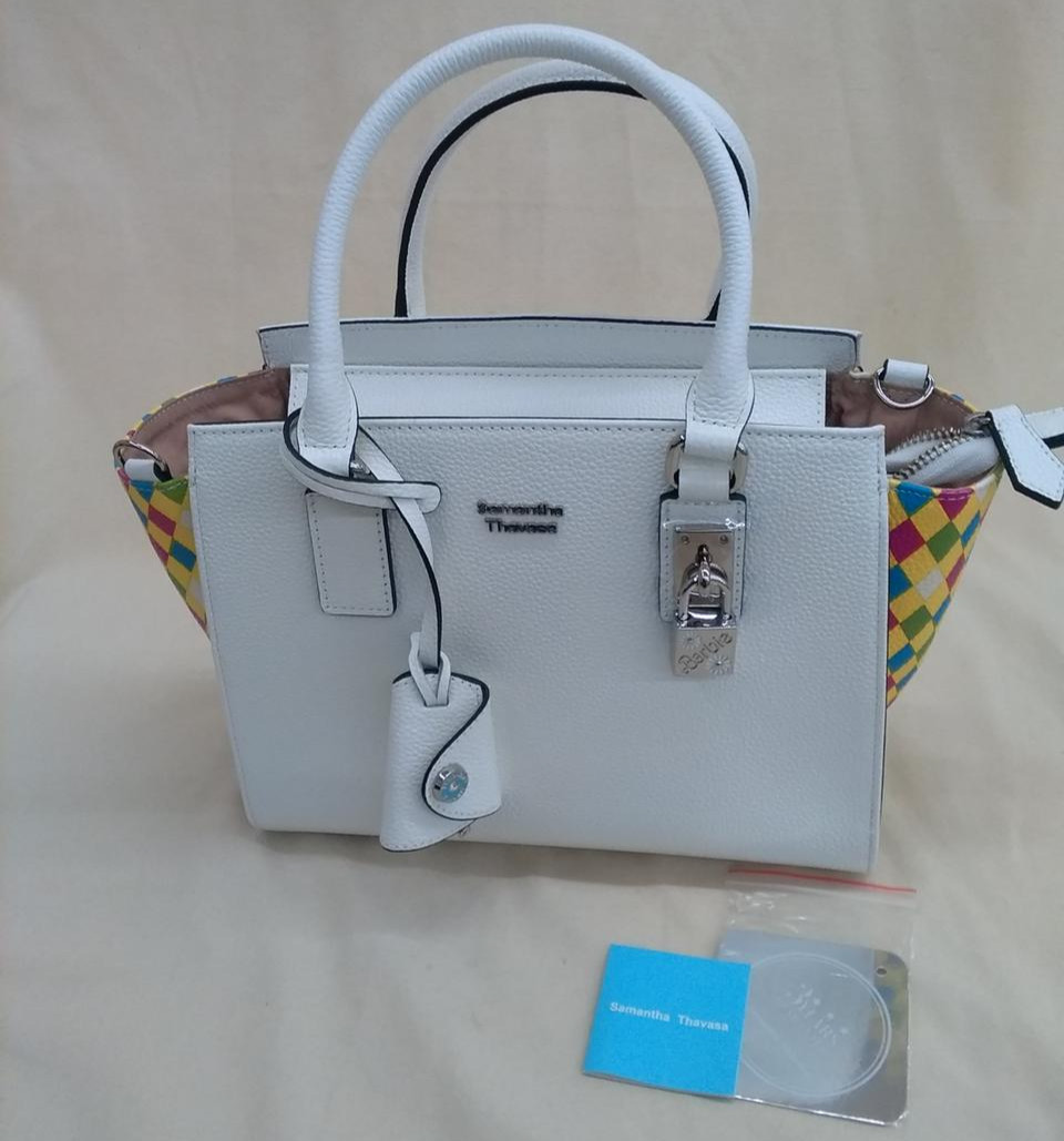 Samantha Thavasa x Barbie Shoulder Hand Bag Light Blue Geometric 9.6 x 7.5 inch