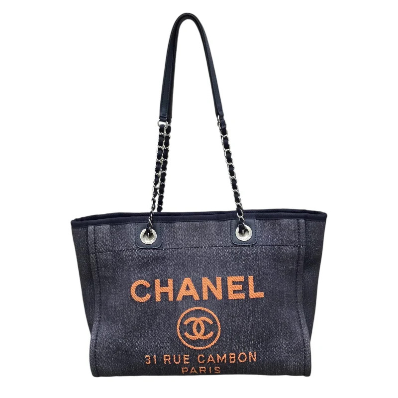 CHANEL Deauville MM Orange Denim Tote #OKB2103