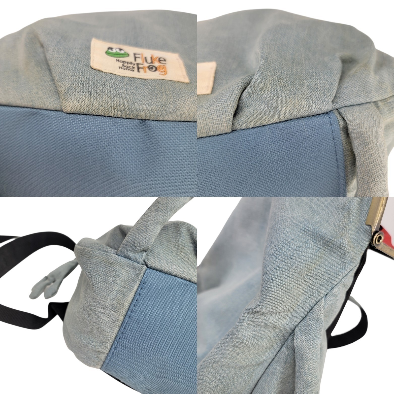 Gym Master Fluke Frog Mini Backpack Bleached Denim Japan Gamaguchi Frame Rare