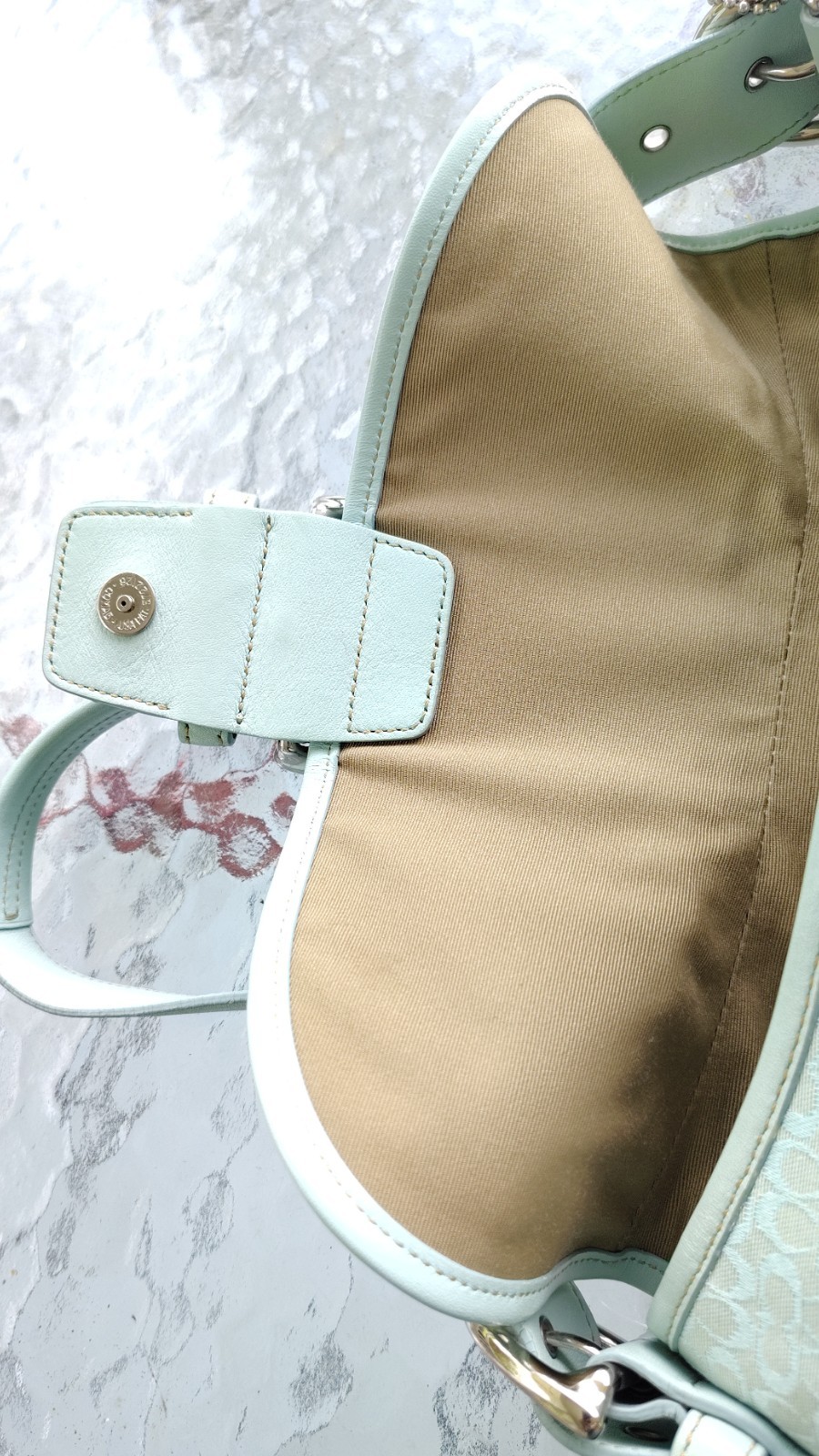 Coach MEDIUM Vintage F06808 Soho Robin Egg Blue Signature C & Leather Bag