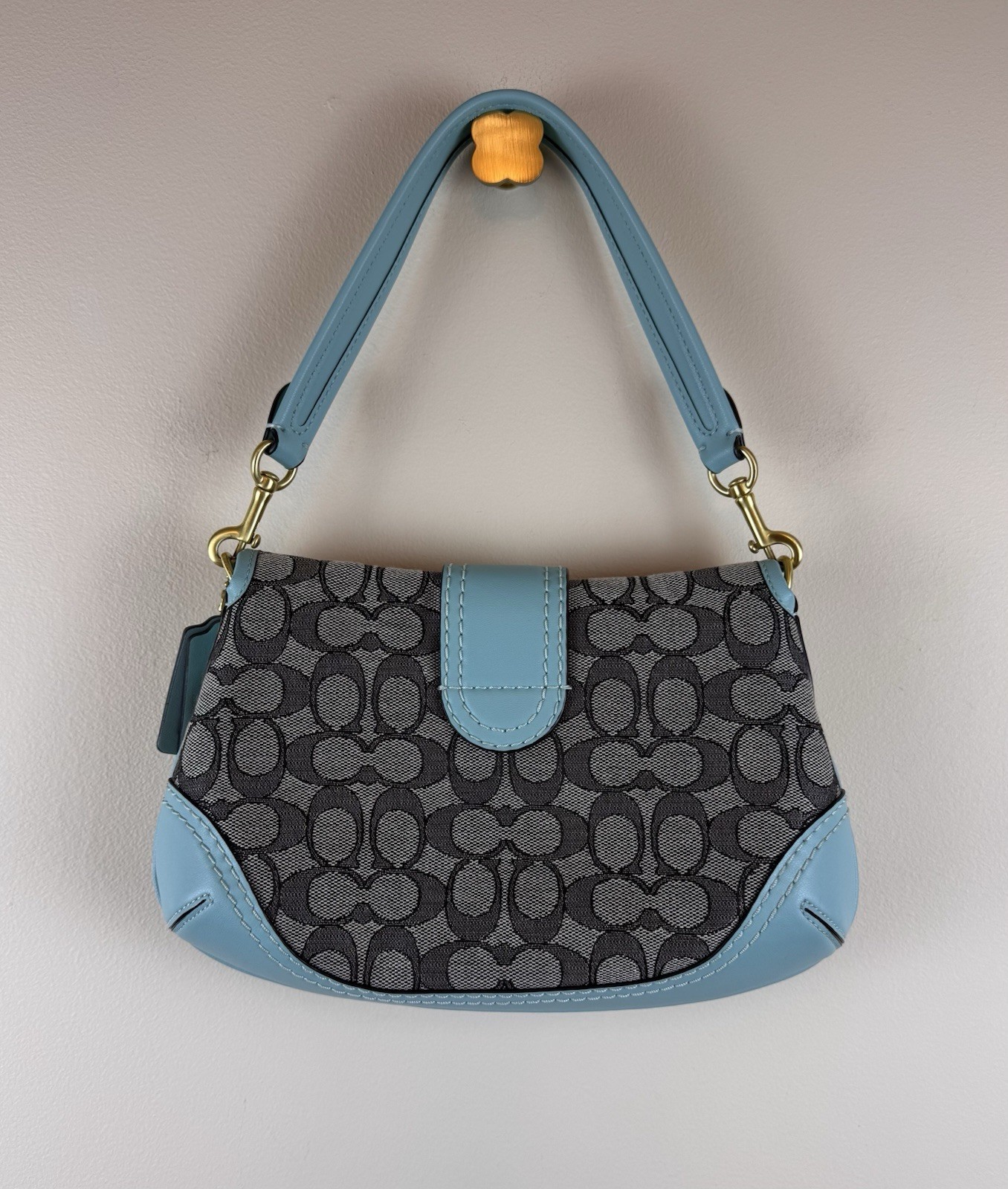Coach SoHo Flap Limited Re-Edition 2006 Shoulder Bag Jacquard Blue w/ Dust Bag