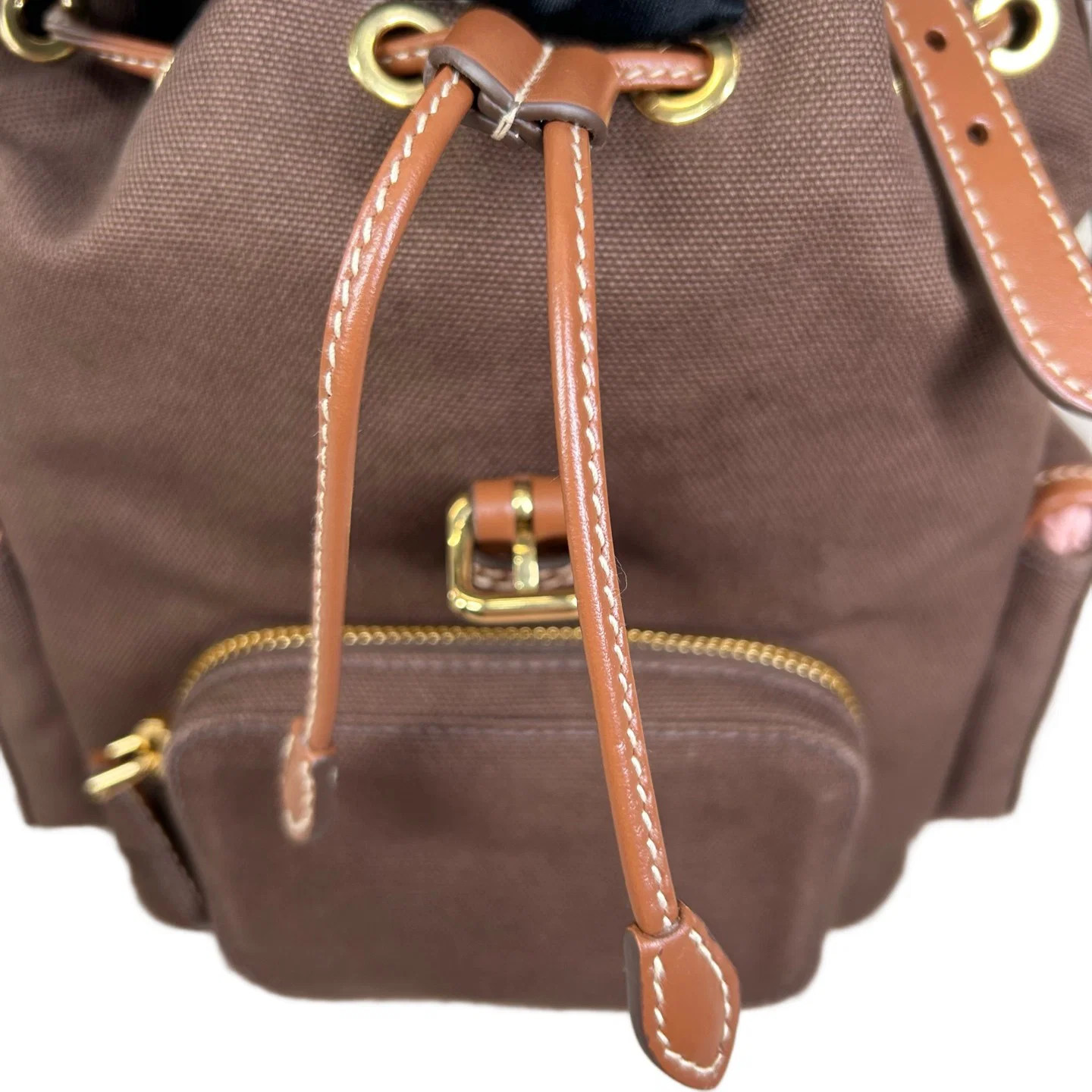Miu Miu Backpack Espresso Brown Brown Canvas Calfskin (dh071726d0r)