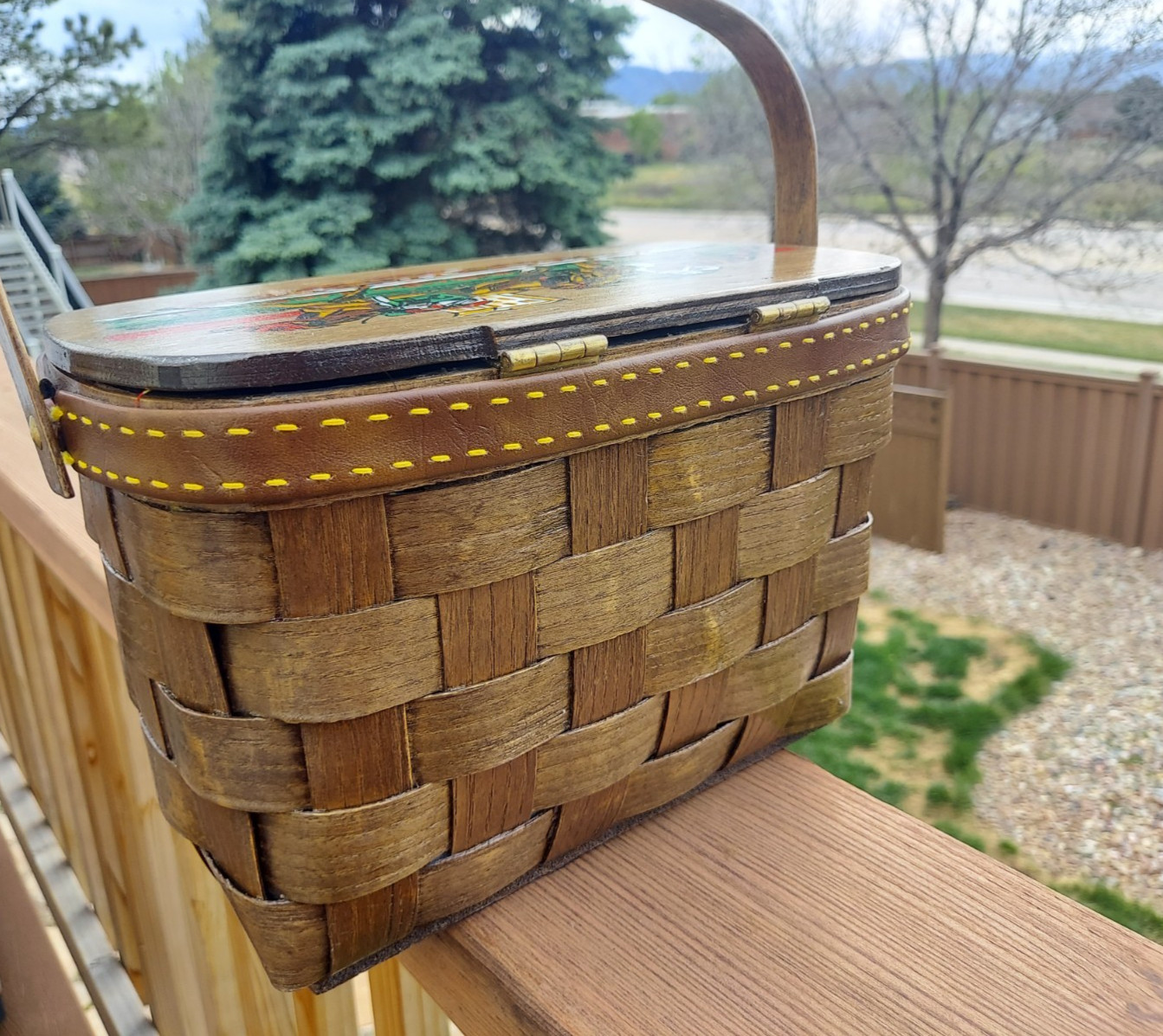 Signed Caro Nan Wood Basket Purse ~ Horse Racing Theme for Hershey Country Club
