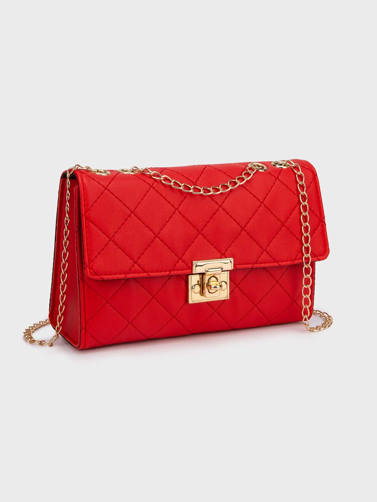 Fashion Rhombus Quilted Flap Square Bag Women Chain Crossbody Shoulder Purse
