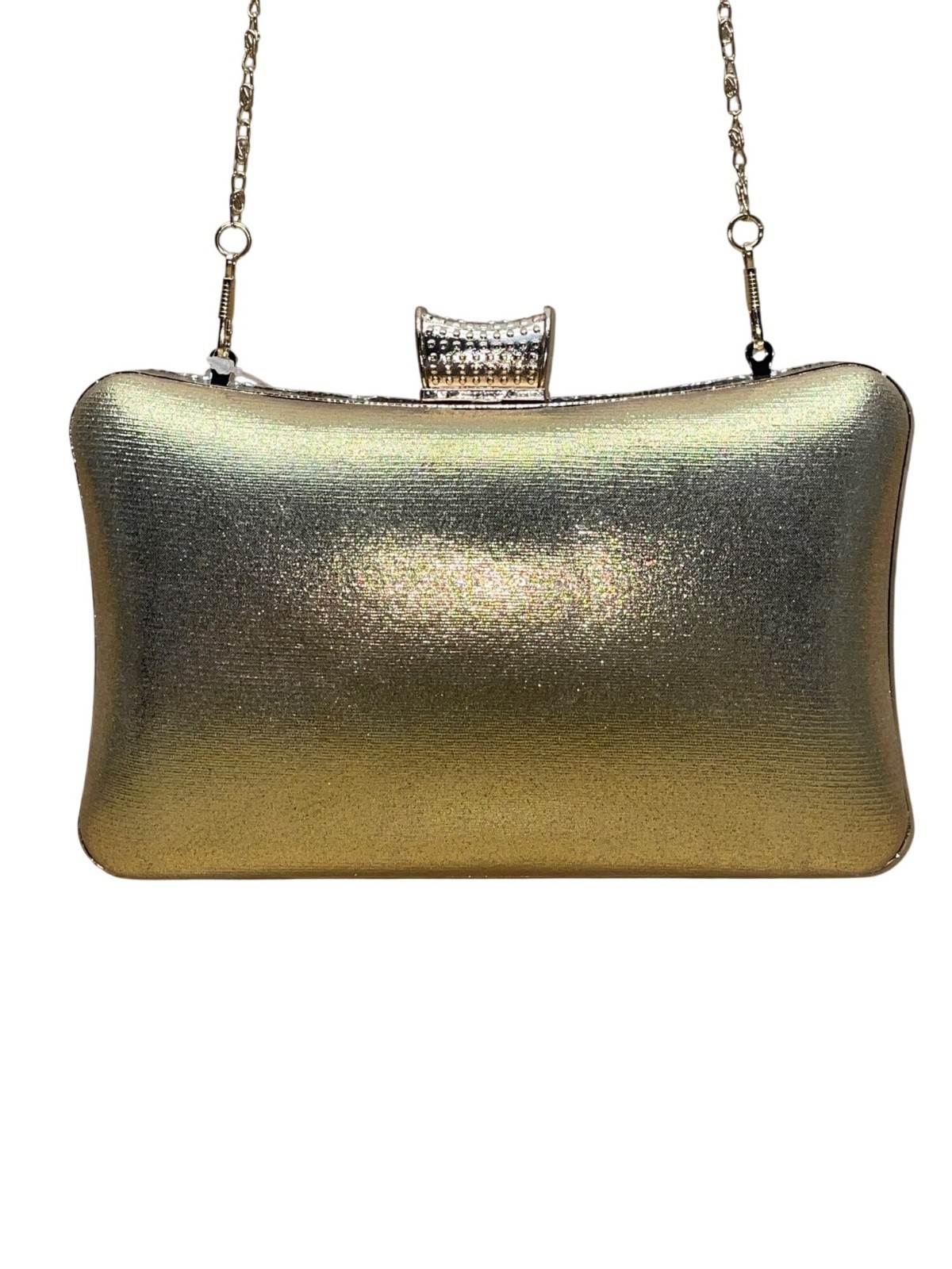 DMargeaux Women’s Champagne Rhinestone With Chain Strap Evening Chic Box Clutch