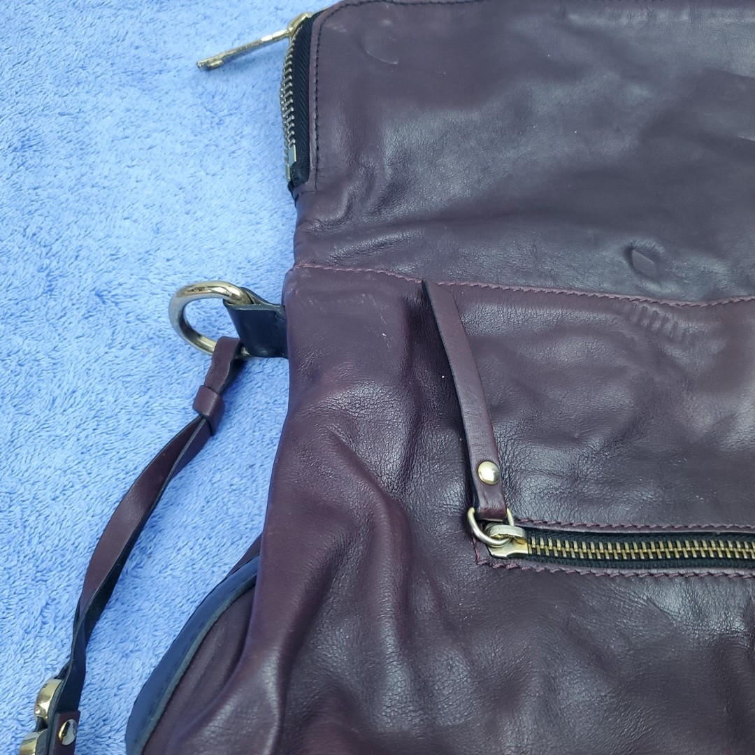 A. Bellucci Purse Burgundy Pebbled Leather Shoulder Bag Made in Italy