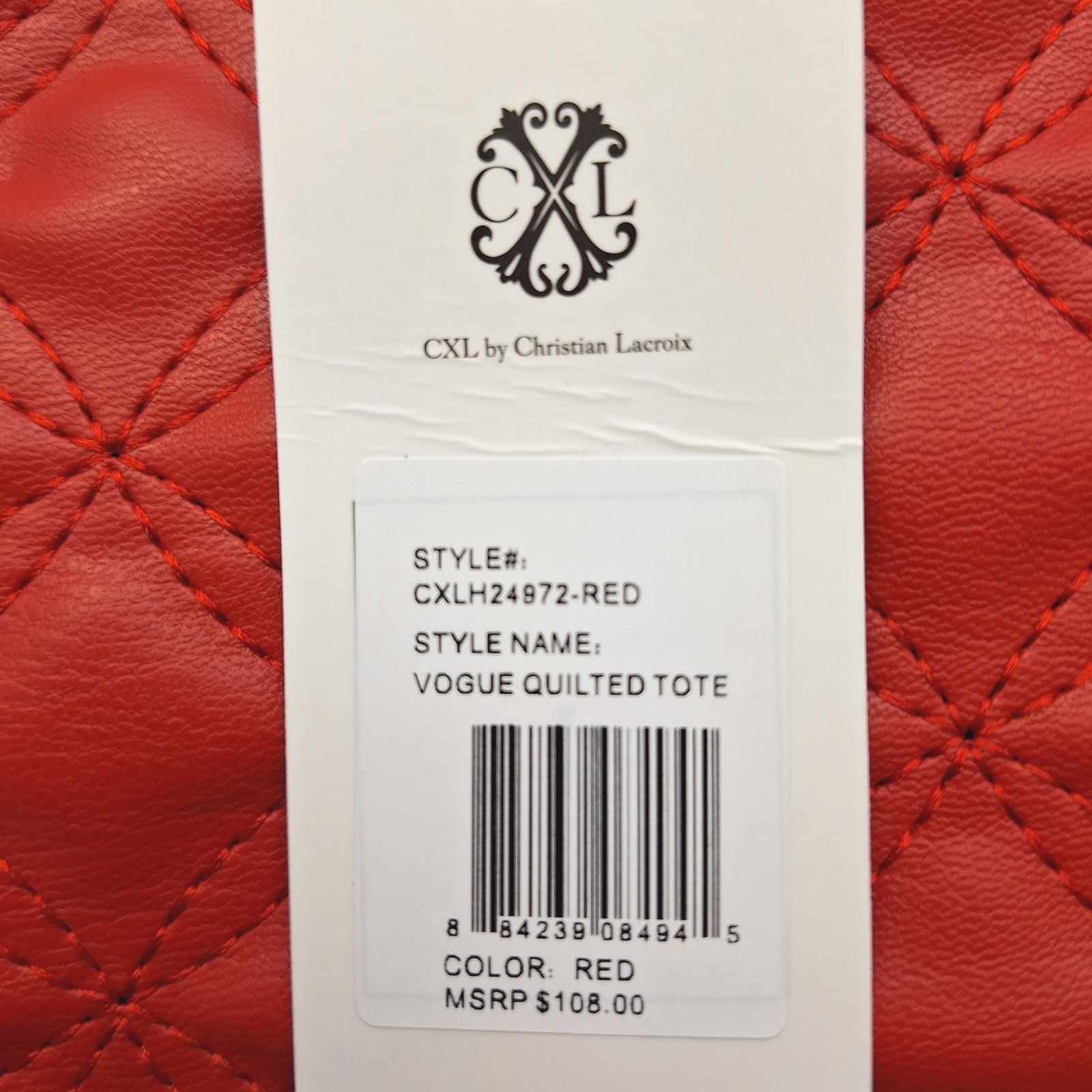 Christian Lacroix Vogue Quilted Tote Womens Large Red Gold Hardware Glam