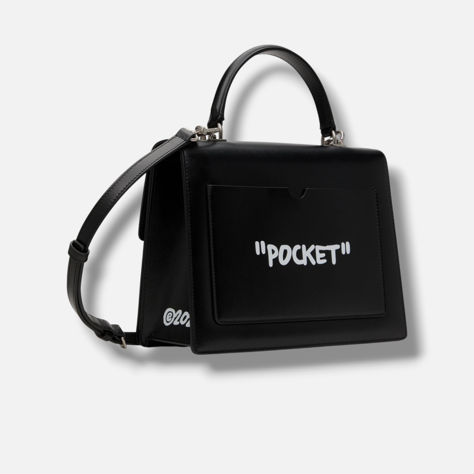 Off-White Women Black Jitney 2.8 Quote Leather Shoulder Top-Handle Crossbody Bag