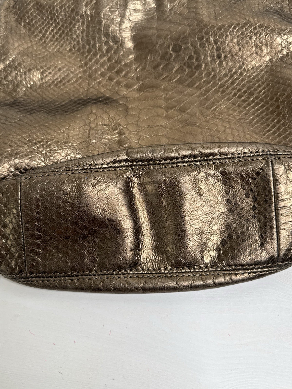 Michael Kors Bronze Metallic Snakeskin Embossed Hobo Shoulder Bag