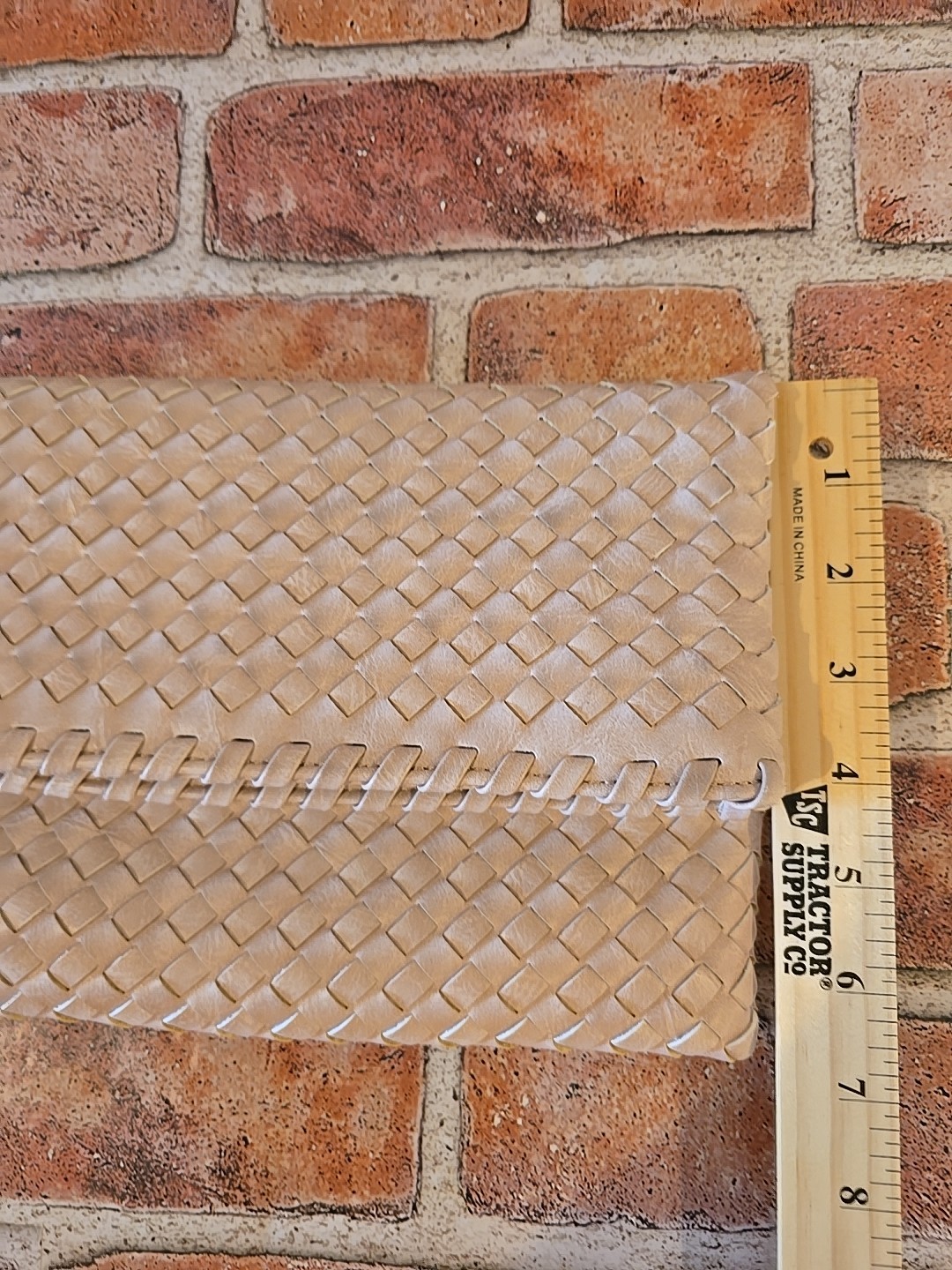Urban Expressions Dusty Pink Beige Faux Leather Woven Fold-over Clutch Purse