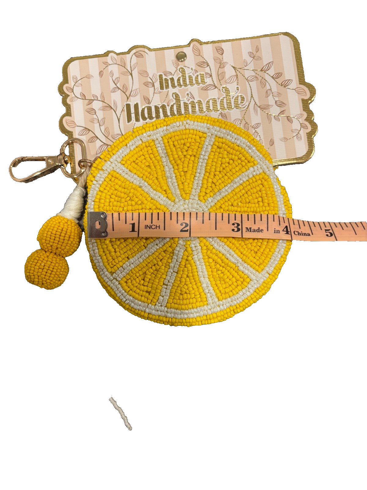 Viral Lemon Beaded Travel Pouch Tassel Handmade in India New