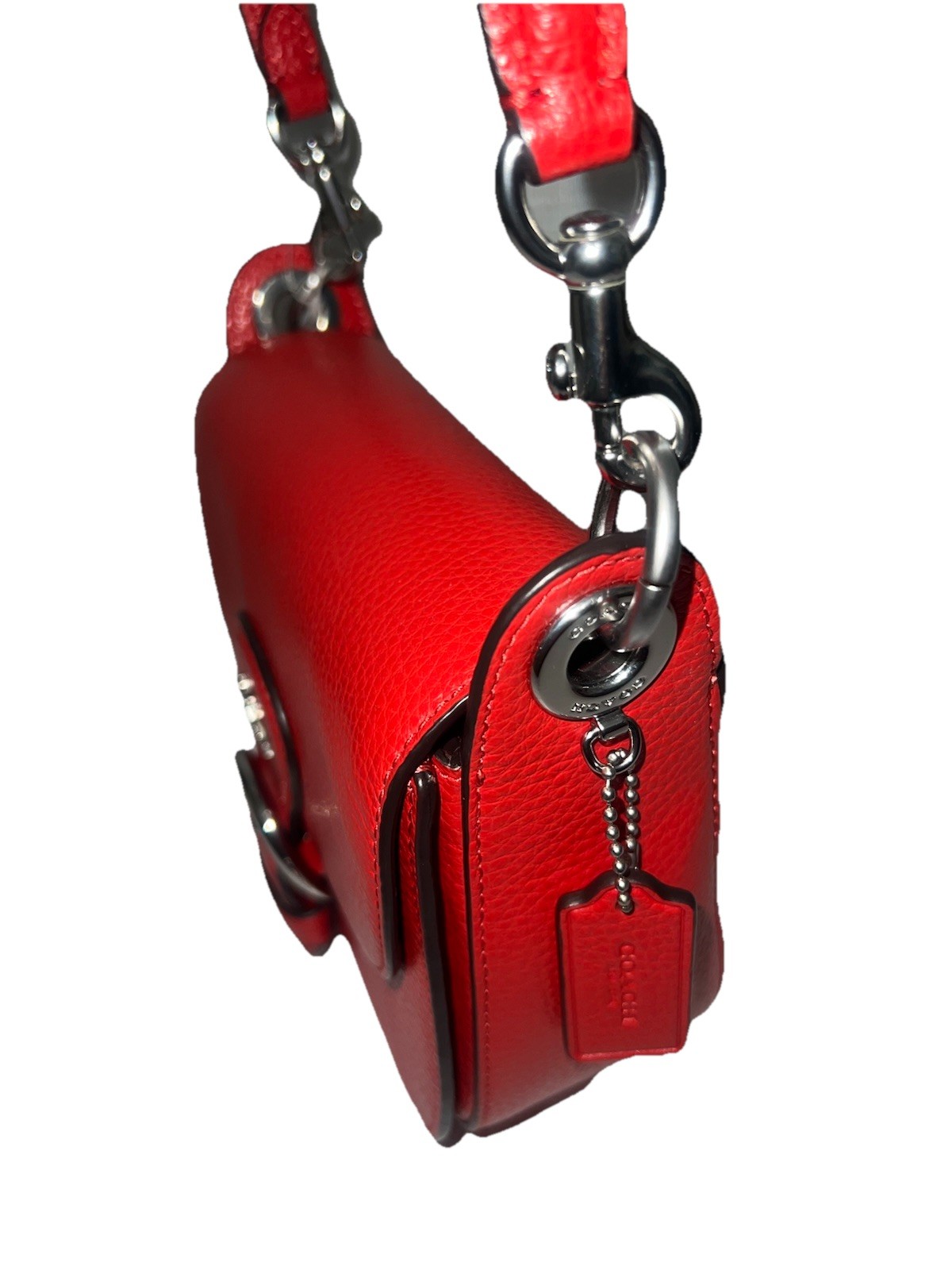 COACH Kleo Pebble Leather Shoulder Bag in Bright Poppy Red C5685