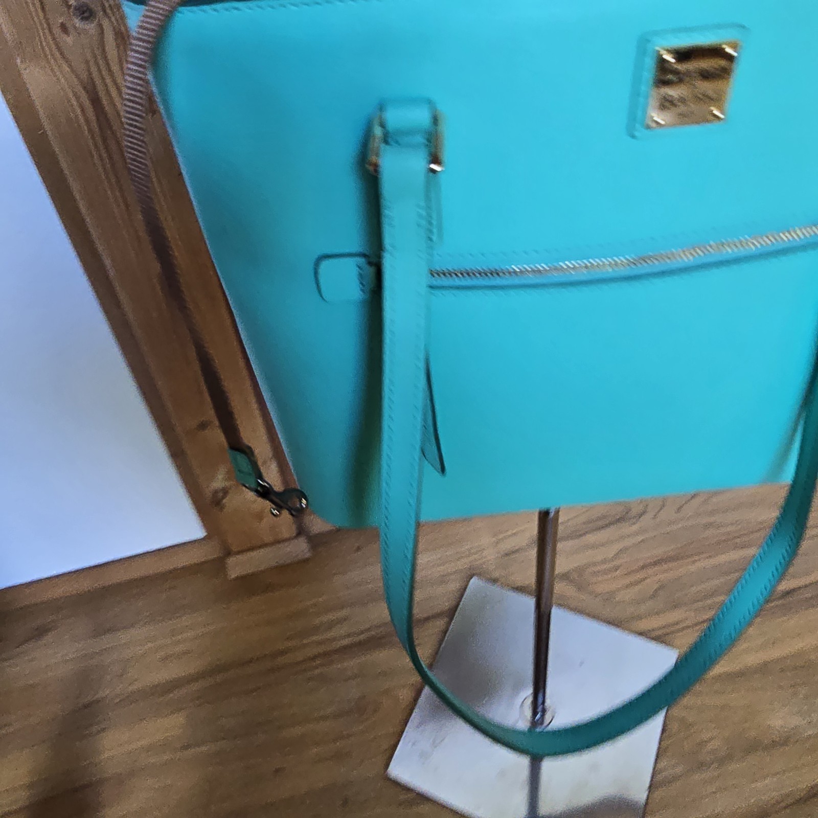 Dooney & Bourke Saffiano Leather Convertible Shopper Tote Bag Teal Blue