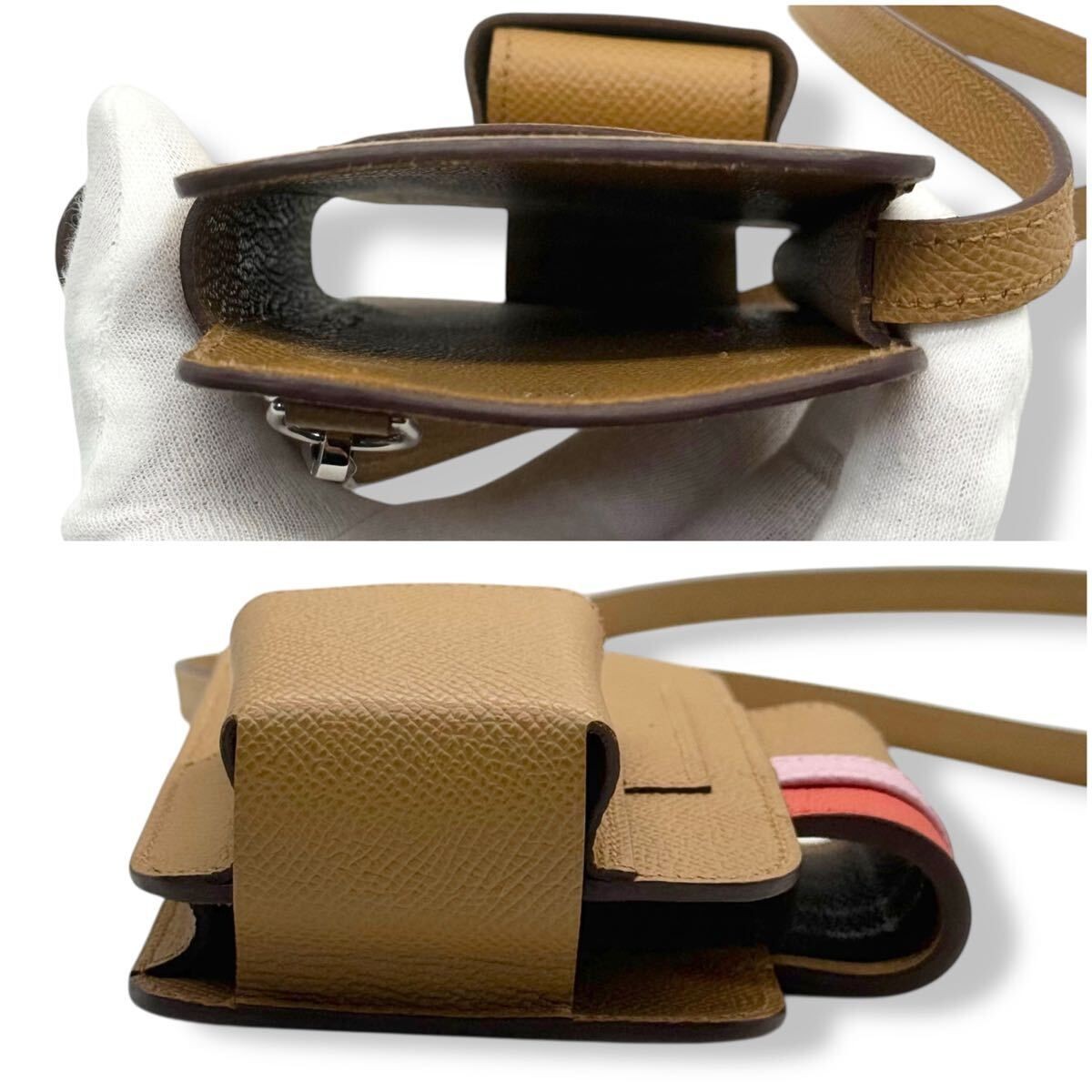 HERMES Bag: Way Phone Case B stamp Gold W8.7H16.5D2cm w/box;