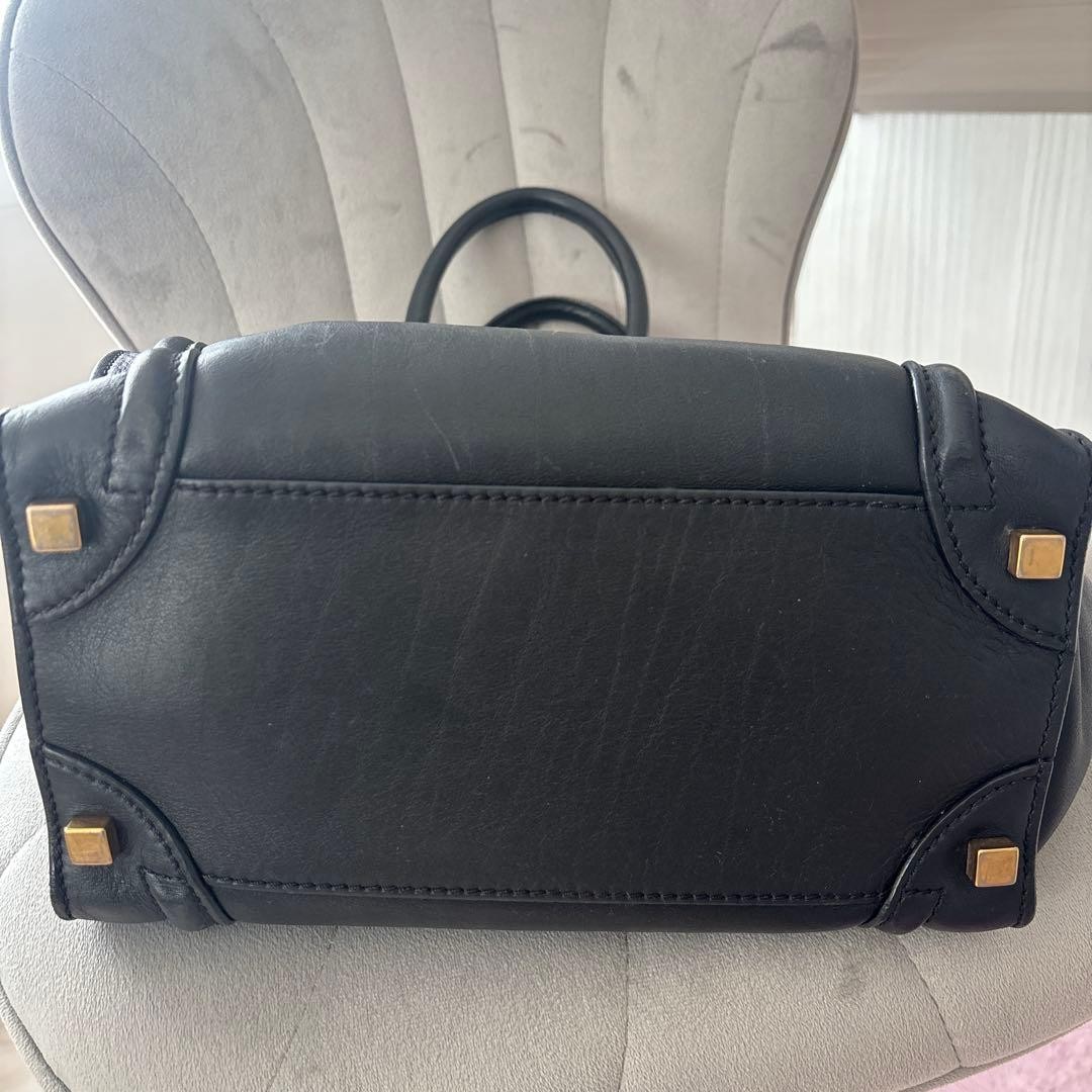 CELINE Luggage Mini Handbag Black Cow Leather Authentic Women’s Bag
