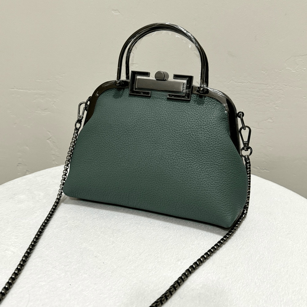 Handmade Genuine Premium Togo Leather Top Handles Bag/ Crossbody & 2 Chains
