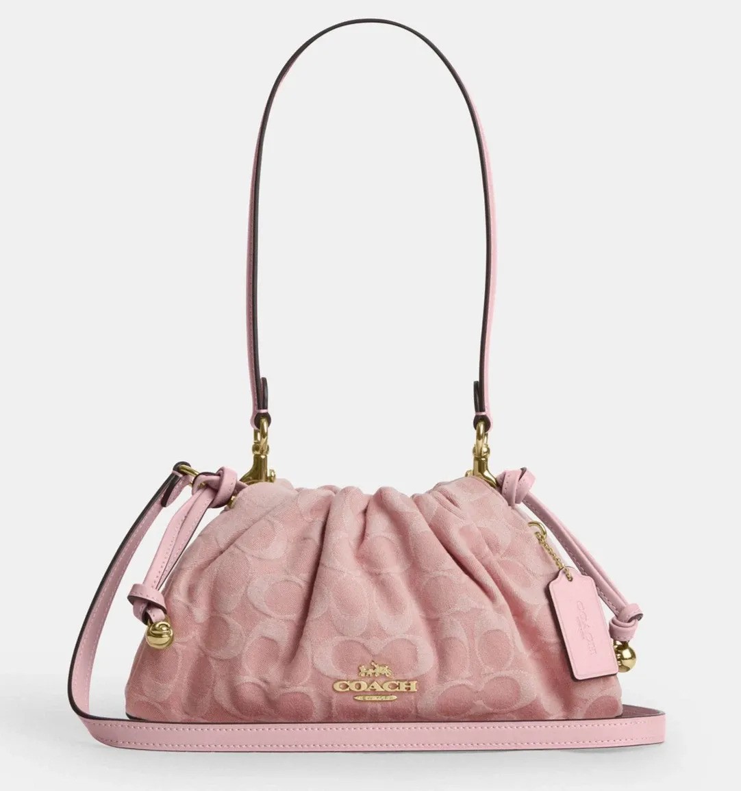 Coach Faye Shoulder Bag Signature Denim Light Pink Crossbody CER68 outlet New