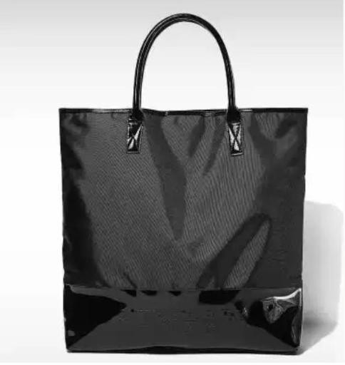Burberry Fragrances Lg Black Patent Leather Double Handle Women Tote Bag *GUC