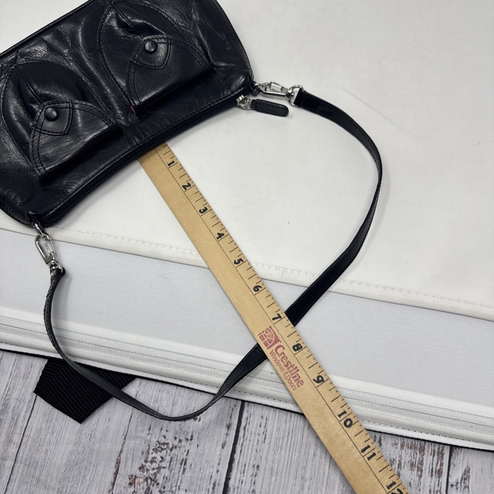 M LONDON Black leather convertible shoulder bag Clutch Purse