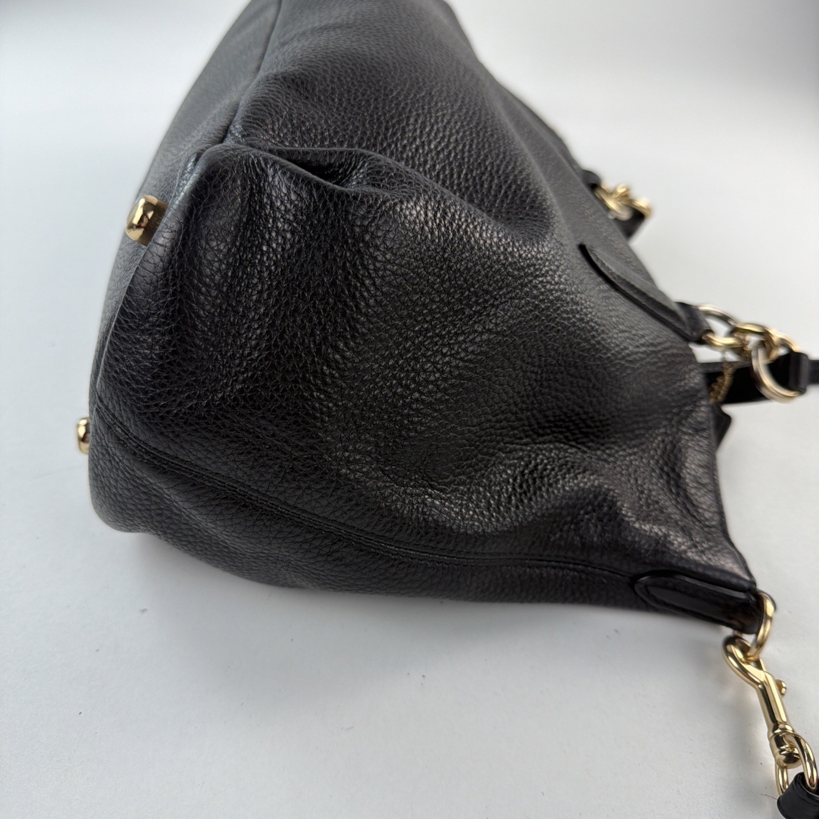 Coach F30565 Ally Black Soft Pebbled Leather Large Convertible Satchel
