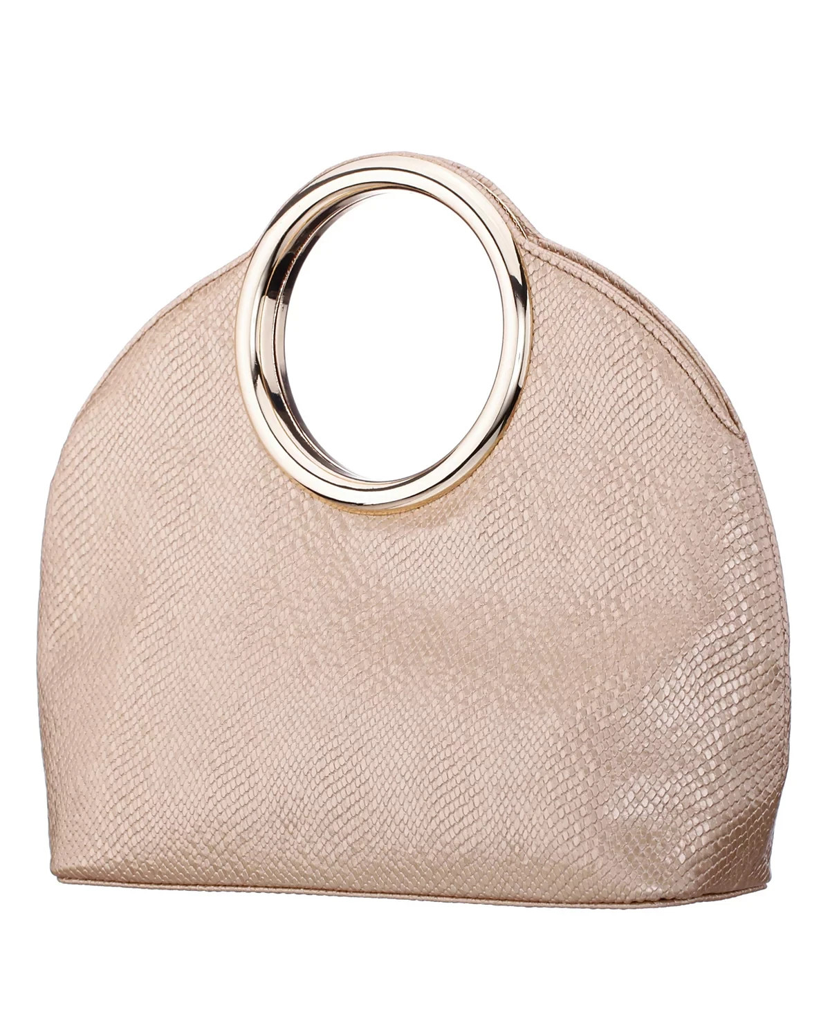 Nina Metal Handles Embossed Snake Crossbody Hobo Bag Matte Gold
