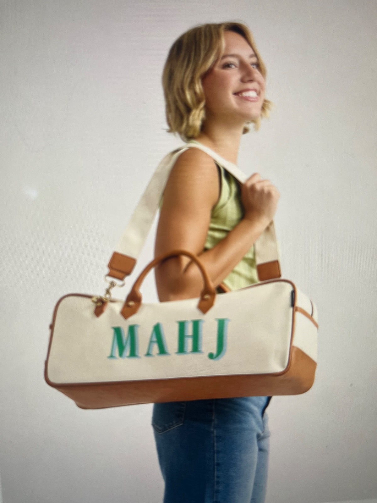 Boulevard Margo Coated Canvas Natural Mahjong Bag Travel Case New with Tags