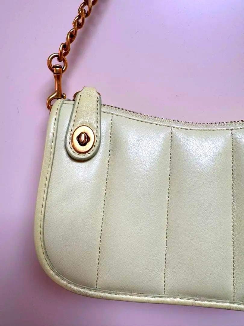 COACH Swinger 20 Bag Quilted Nappa Leather Lime Green Shoulder 7.9 x 4.7 Inch