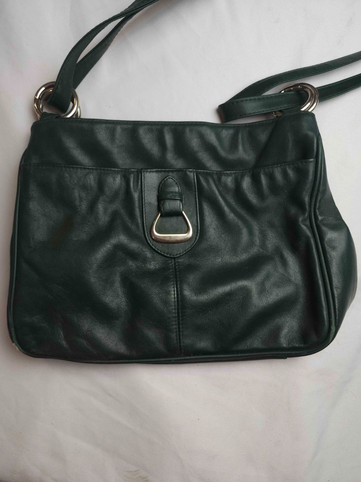 Worthington Shoulder Bag Womens Medium Dark Green Leather Equine Classic Prep