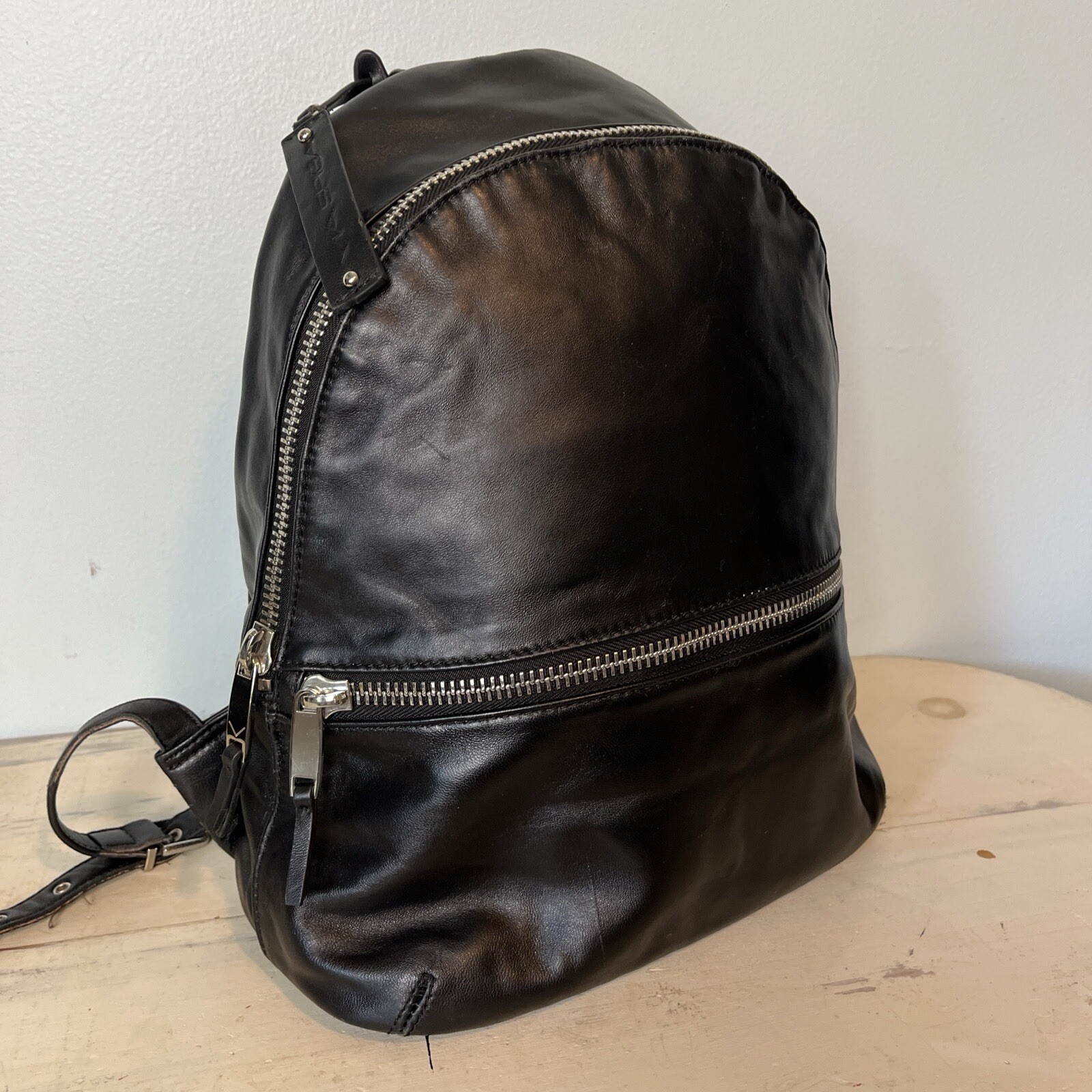 Via Spiga Estelle Italian Leather Nappa Backpack Bag Black Travel Zipper