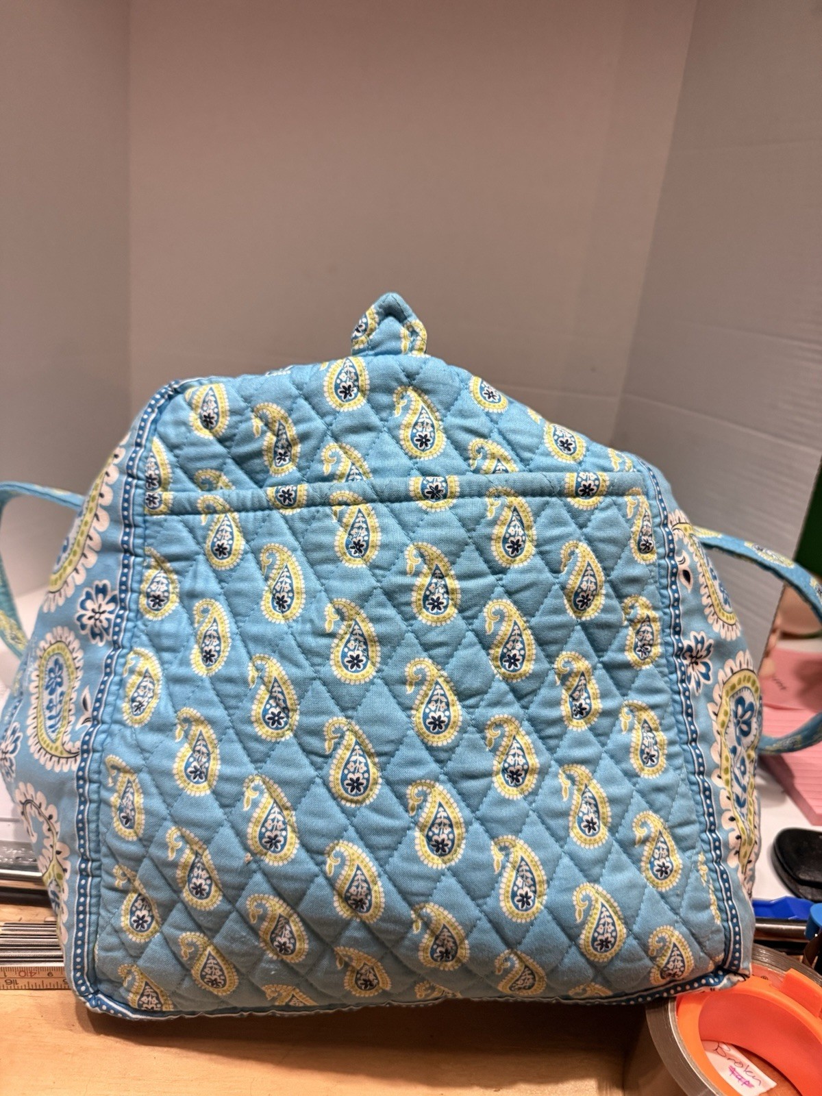 Vintage Vera Bradley~Bermuda Aqua Blue Paisley Large Duffel Excellent Condition