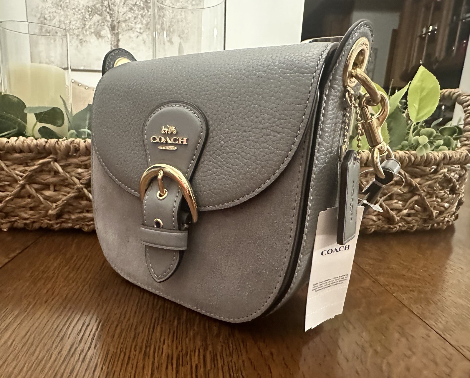 NWT – COACH Kleo Convertible Shoulder / Crossbody Bag – Granite Gray Gold C5687