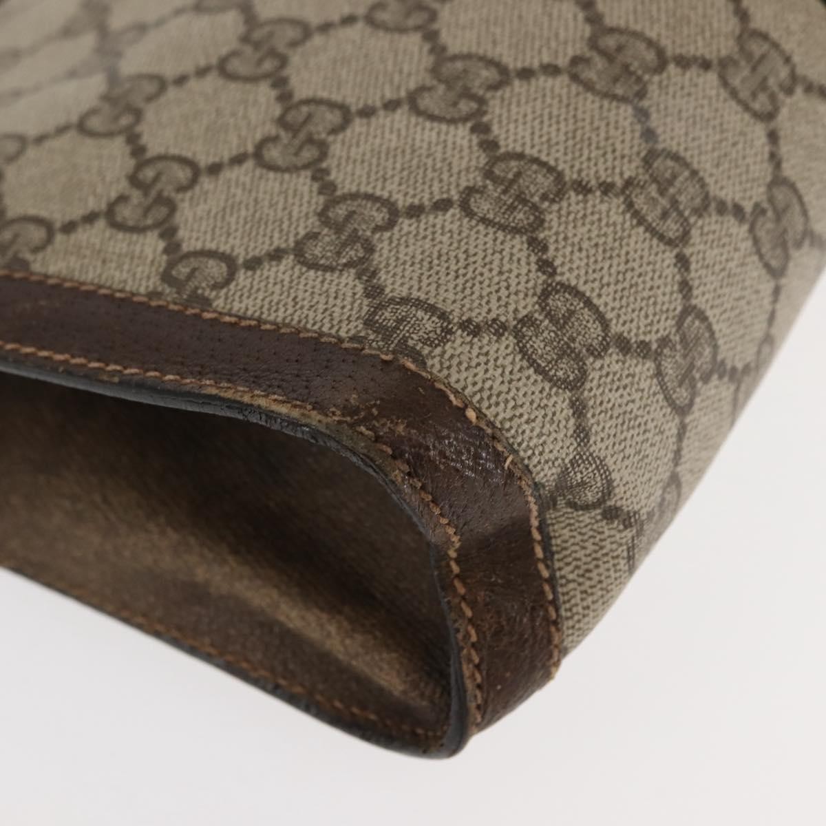 GUCCI GG Supreme Web Sherry Line Clutch Bag PVC Beige 67 014 2125 Auth 146575