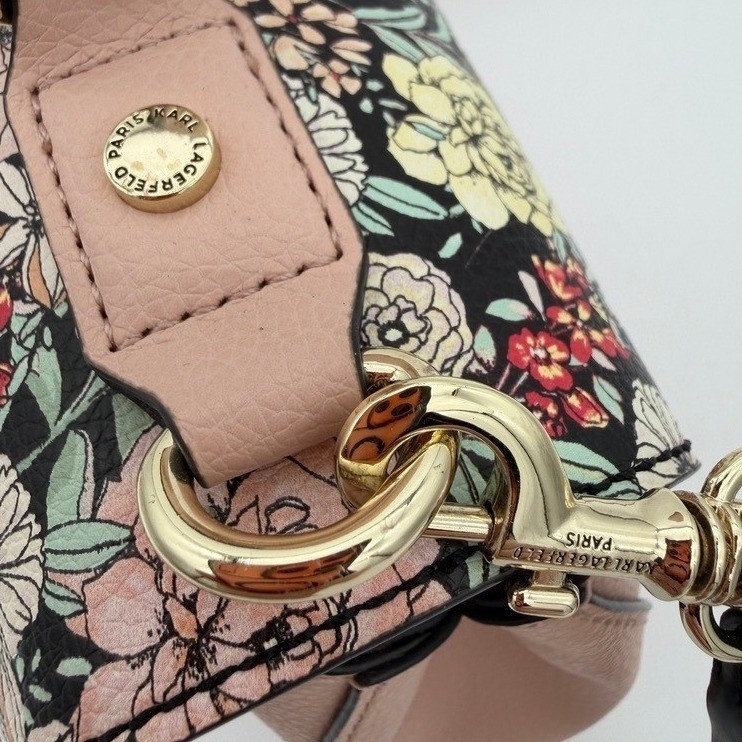 Karl Lagerfeld Paris Tinley Floral Embellished Satchel Crossbody Bag Pink NWT