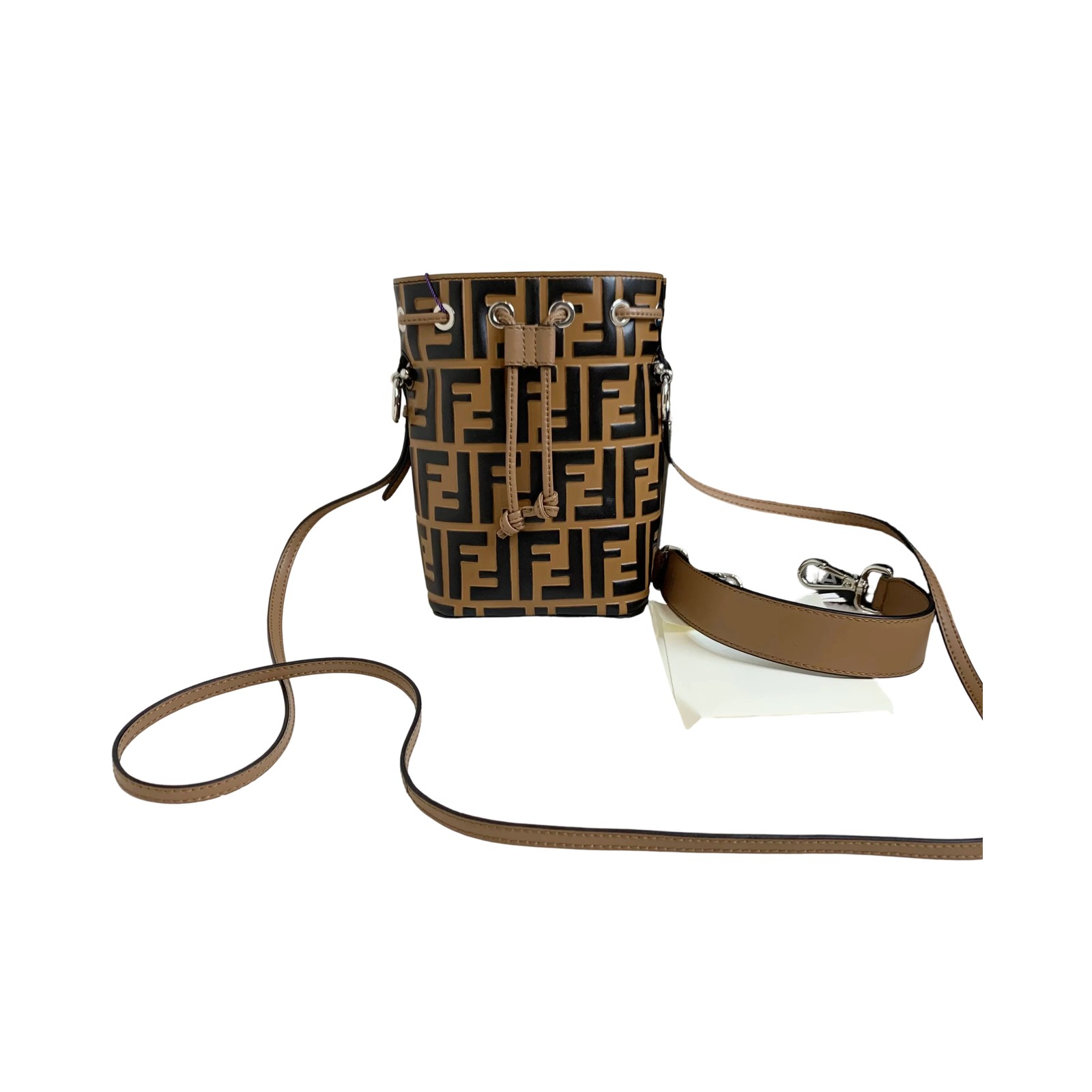 Fendi Zucca Mini Bucket Brown Canvas Leather Bucket Bag Pre-Owned