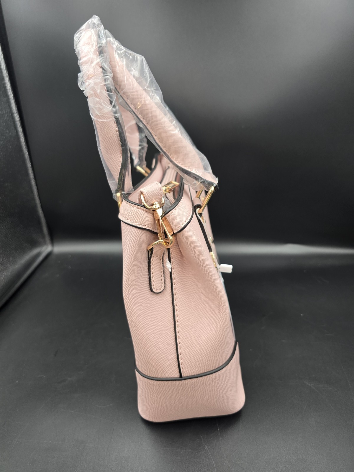 Marilyn Monroe Light Pink Women’s Tote Bag with Logo Plate, Gold Hardware