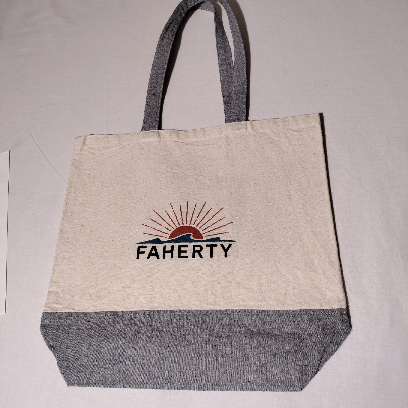 FAHERTY Canvas Tote Bag 15″ x 14.5″ Double Handle Beach Bag Faherty Logo Shopper