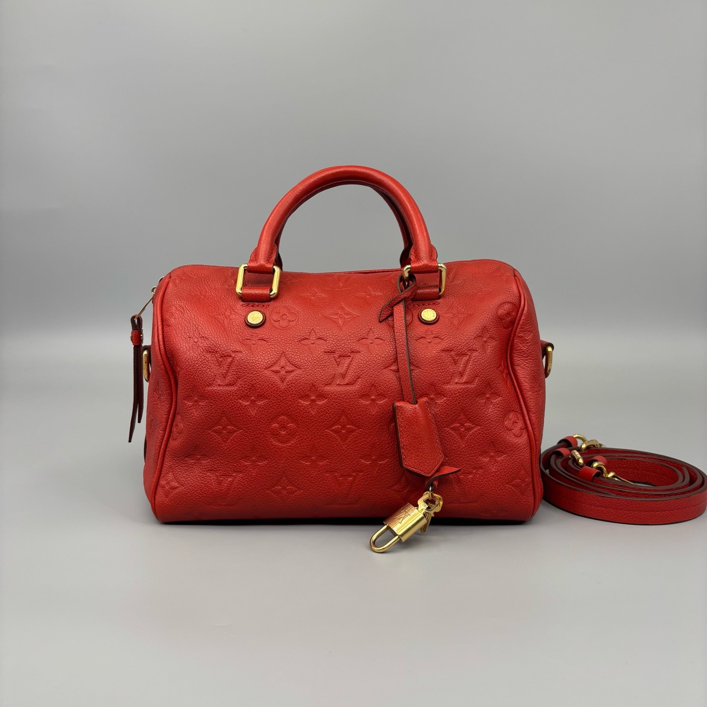 Louis Vuitton Speedy Bandoulière 25 Monogram Empreinte Red Women’s Shoulder Bag