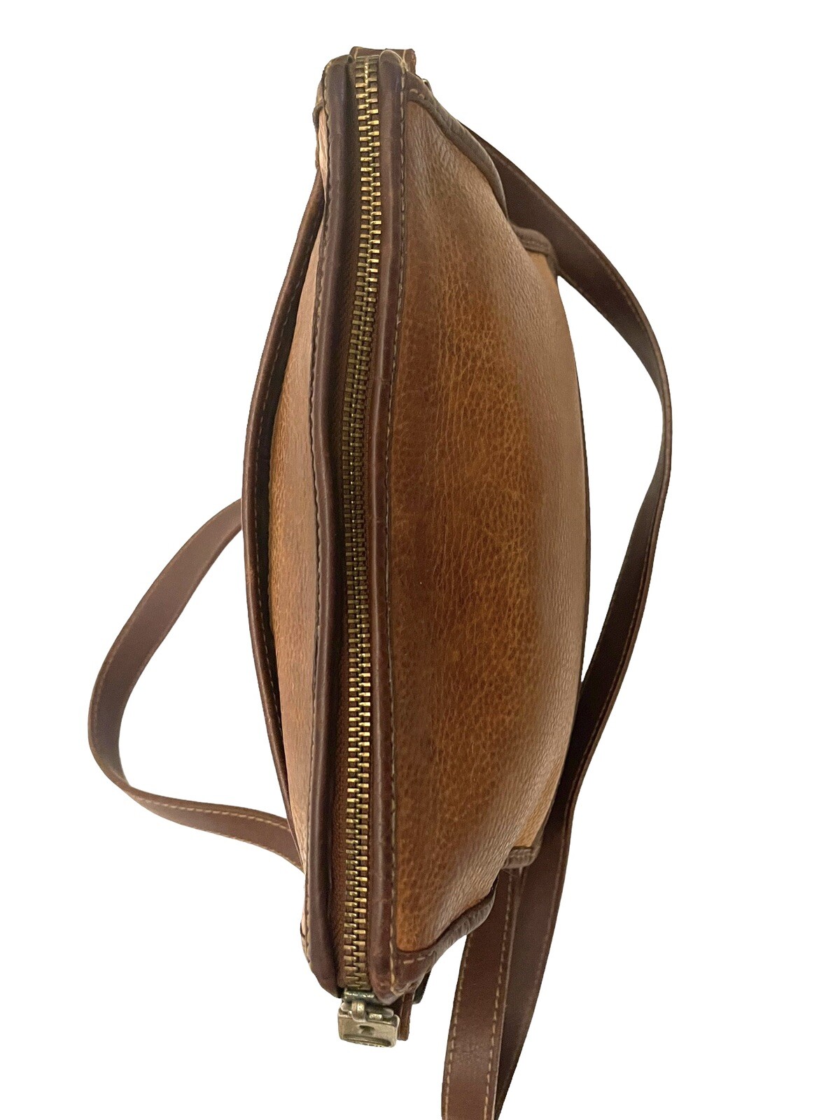 FOSSIL Authentic Vintage Two Tone Brown Key Charm Small Crossbody Bag Purse