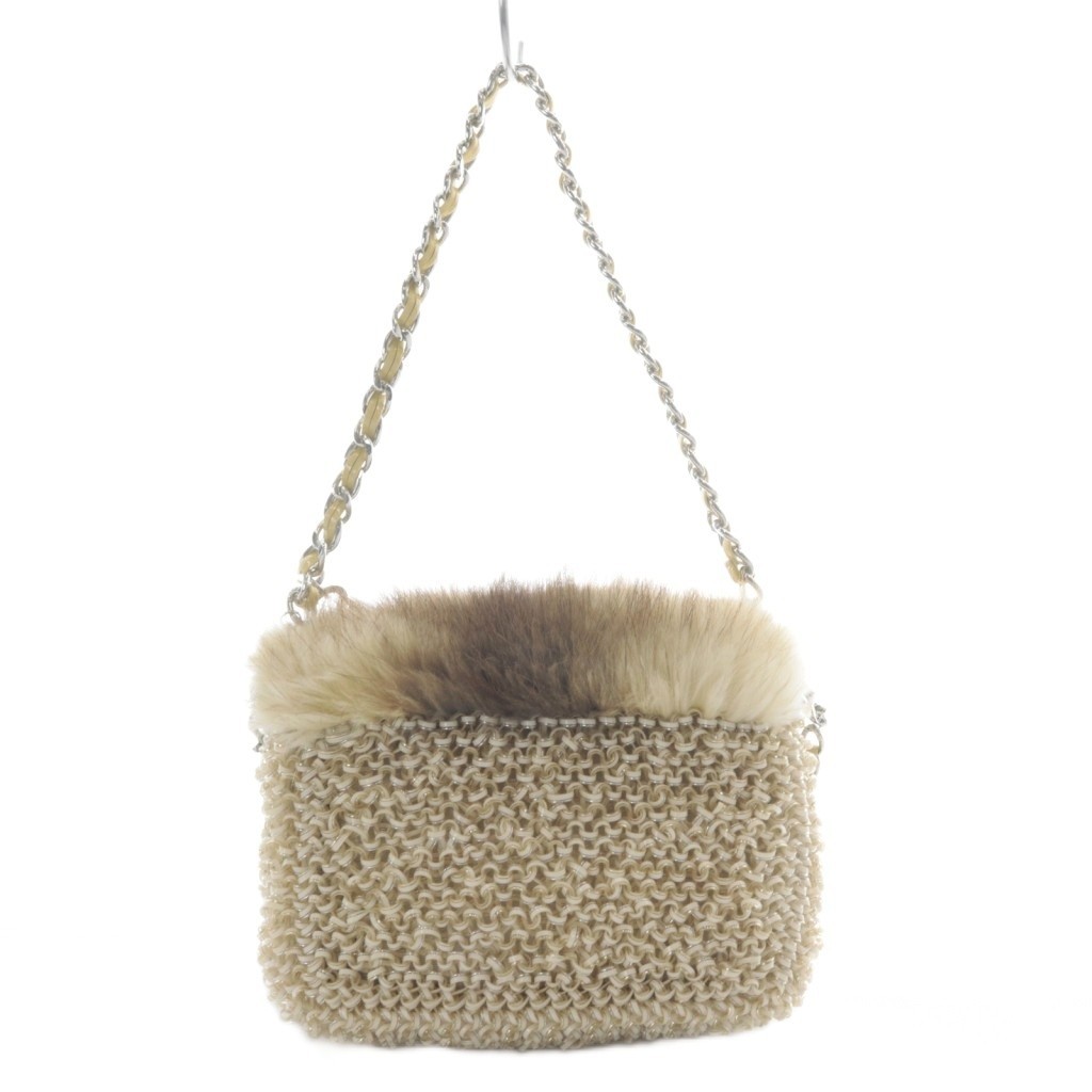 ANTEPPRIMA Fur Wire Bag Handbag 2Way Beige Leather AB Condition 15cm/5.9″