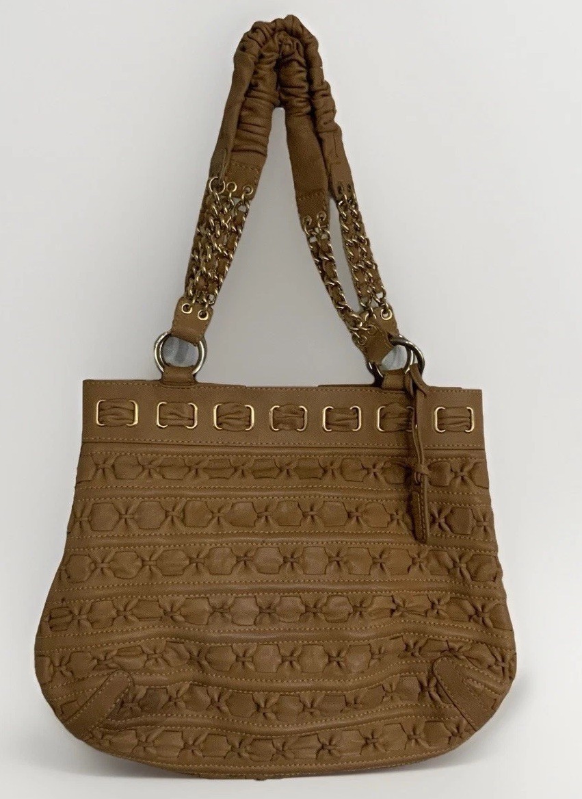 Vtg Isabella Fiore Large Shoulder Bag Brown Woven W Duster Bag Rare