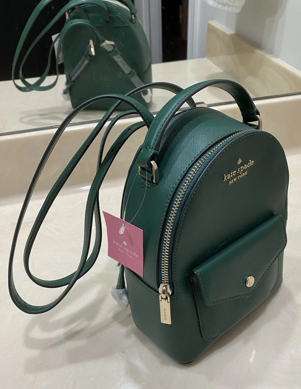 Kate Spade Deep Jade Green Schuyler Mini Backpack Leather